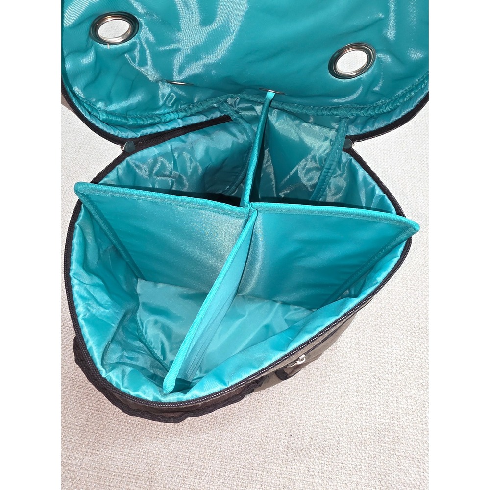 Yarn Boss Tan Canvas Knitting Crochet Project Bag Grommet Yarn Storage Tote Teal - Picture 4 of 6